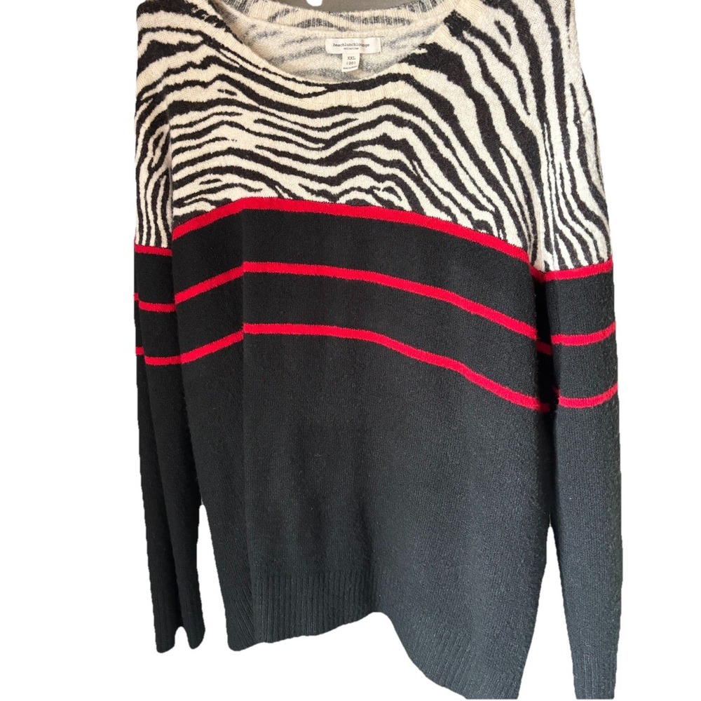 BeachLunchLounge Animal Pattern Knit Women's Long Sleeve Sweater XXL 20 Boho EUC